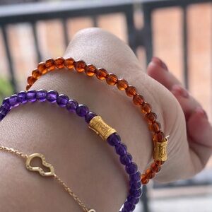 Garnet Amethyst Bracelet • Stackable Crystal Bracelet